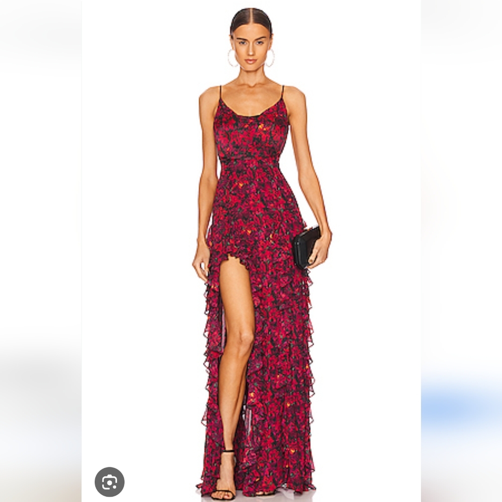 Cinq A Sept Stargazer Lilies Red Glenda Gown Size 6
